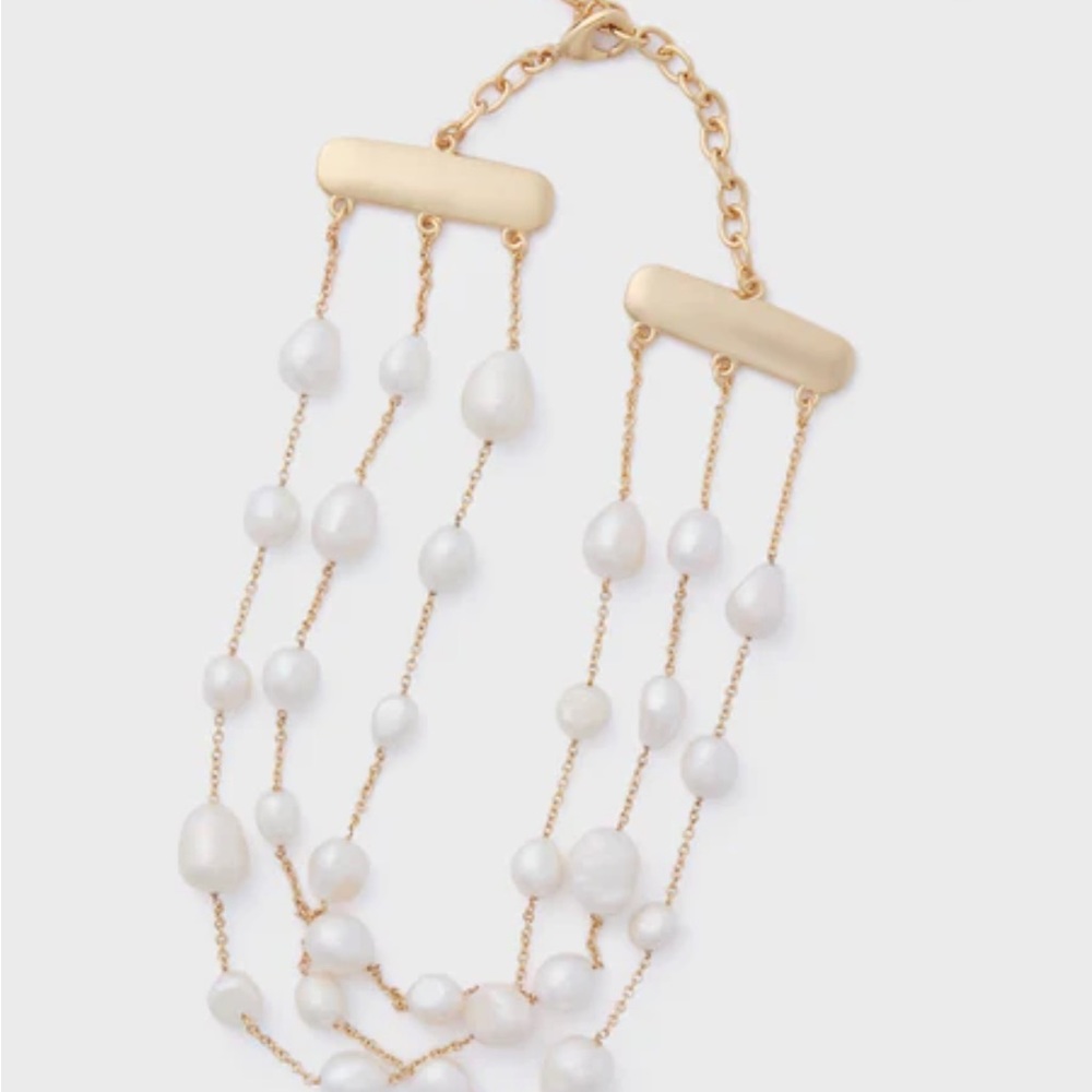 Cult Gaia Gold and White Pearl Nyala Choker Necklace